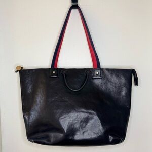 Clare V Le Zip Sac Leather Tote Bag Purse Black Large Handbag Designer Preppy